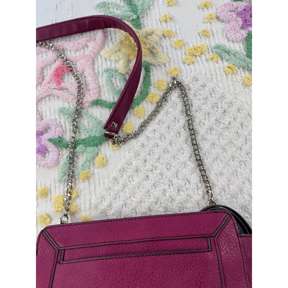 ana A New Approach Magenta Purple Pebbled Faux Leather Crossbody Chain Bag - Picture 6 of 10